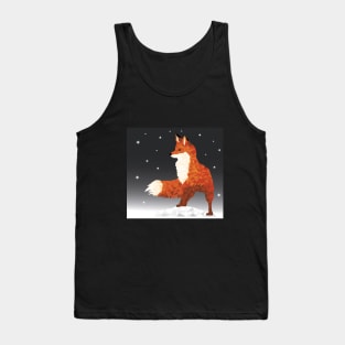 A fox, on a winter night with snowflakes Tank Top